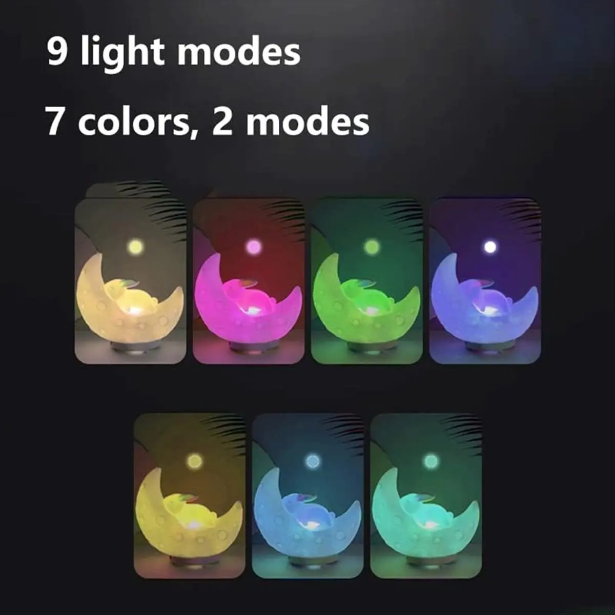 【BUY NOW】Moon Cute Tooth Rabbit Pat Light Radio Card Bluetooth Speaker Colorful Light Cute Sleep Home Bedroom Bedside Table Lamp