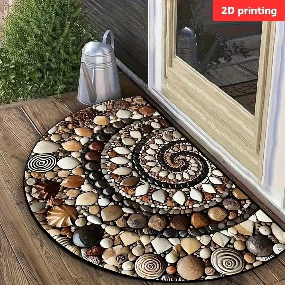 Tapis de porte semi-circulaire antidérapant, tapis de sol pour la maison, tapis de change de chaussures pour porche, tapis d'entrée, tapis de bienvenue, tapis de sol