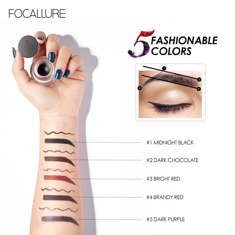 FOCALLURE Waterpoof Make-Up Augenbraue Gel Creme Lang Anhaltende Farbe Eyeliner Gel Schönheit Sexy augenbrauen Farbton Kosmetische