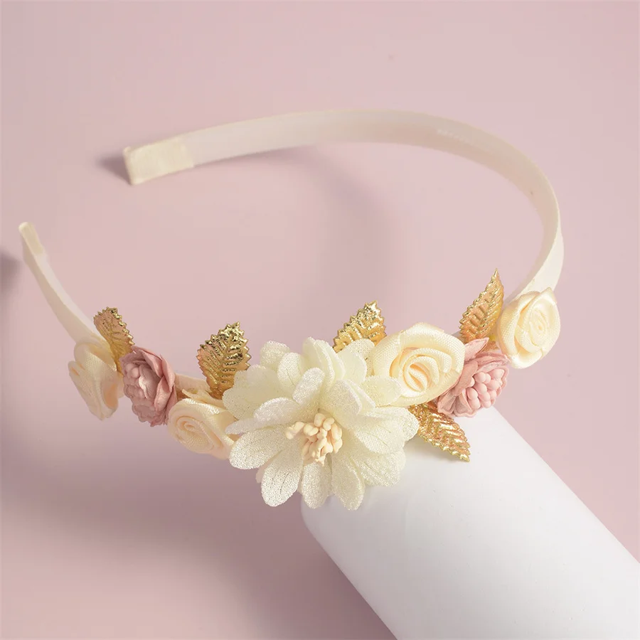 Senior Handmade Flower Girls Headbands Cute Pearl Feather Wedding Crown Princess Dance Party Headwear Fashion Hoop Accessories