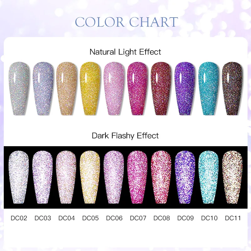 Mtssii-Esmalte Reflexivo Glitter, Verniz Gel UV LED, Mergulhe as Unhas, Holografia Arco-Íris, Manicure, 6ml