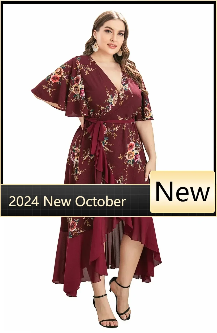 

Plus Size Floral Print Maxi Long Bohemian Wrap Dresses For Women