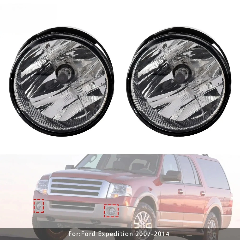 Pair Front  Fog Light Lamps With Bulbs for Ford Expedition 2007 2008 2009 2010 2011 2012 2013 2014  Clear Lens AL1Z15200A
