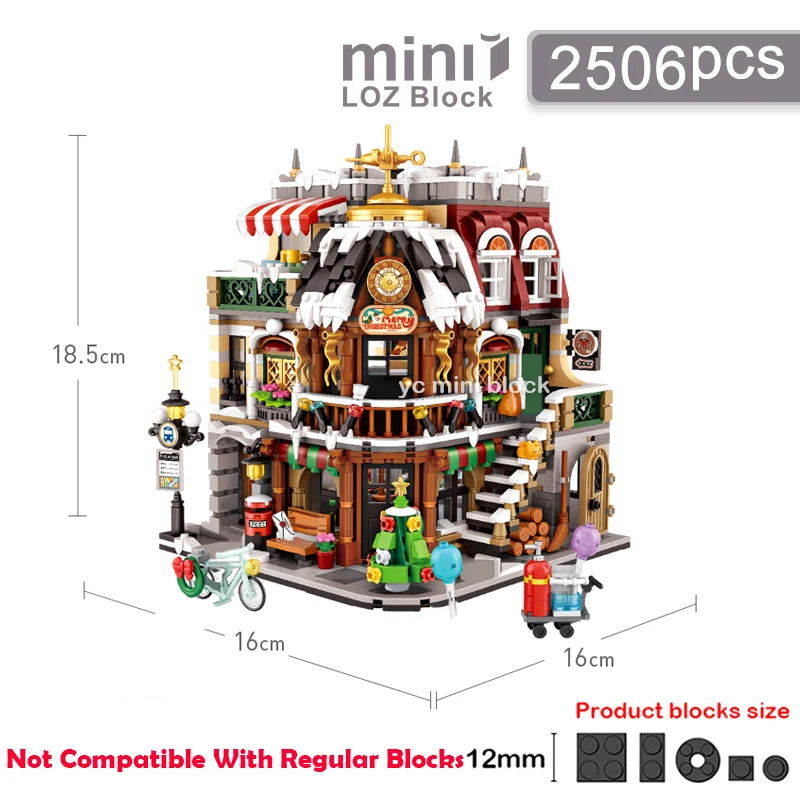 Tiges créatives de Noël pour enfants, mini maison en brique modulaire, arbre du père Noël, jouets ca