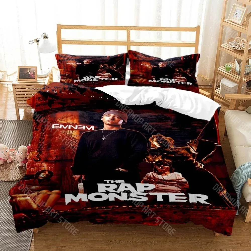 3D Printed Eminem Hip Hop Singer Bedding Set for Boys Girls Duvet Cover Pillowcase Twin Queen King Full Single Double Sizes
