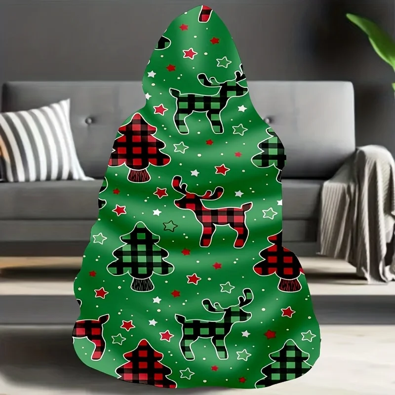 Green Cute Gift with Christmas Theme Comfortable Soft Warm Throw for Home Kitchen Sofa Camping Watch TV  Cozy Blanket