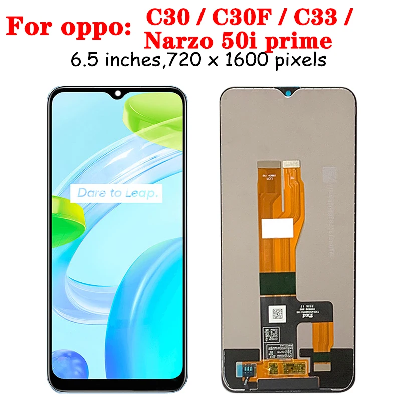 6.5“IPS LCD For Oppo Realme C30 C30F C33 LCD RMX3581 RMX362 Display Touch Screen Digitizer For Narzo 50i Prime RMX3506 LCD