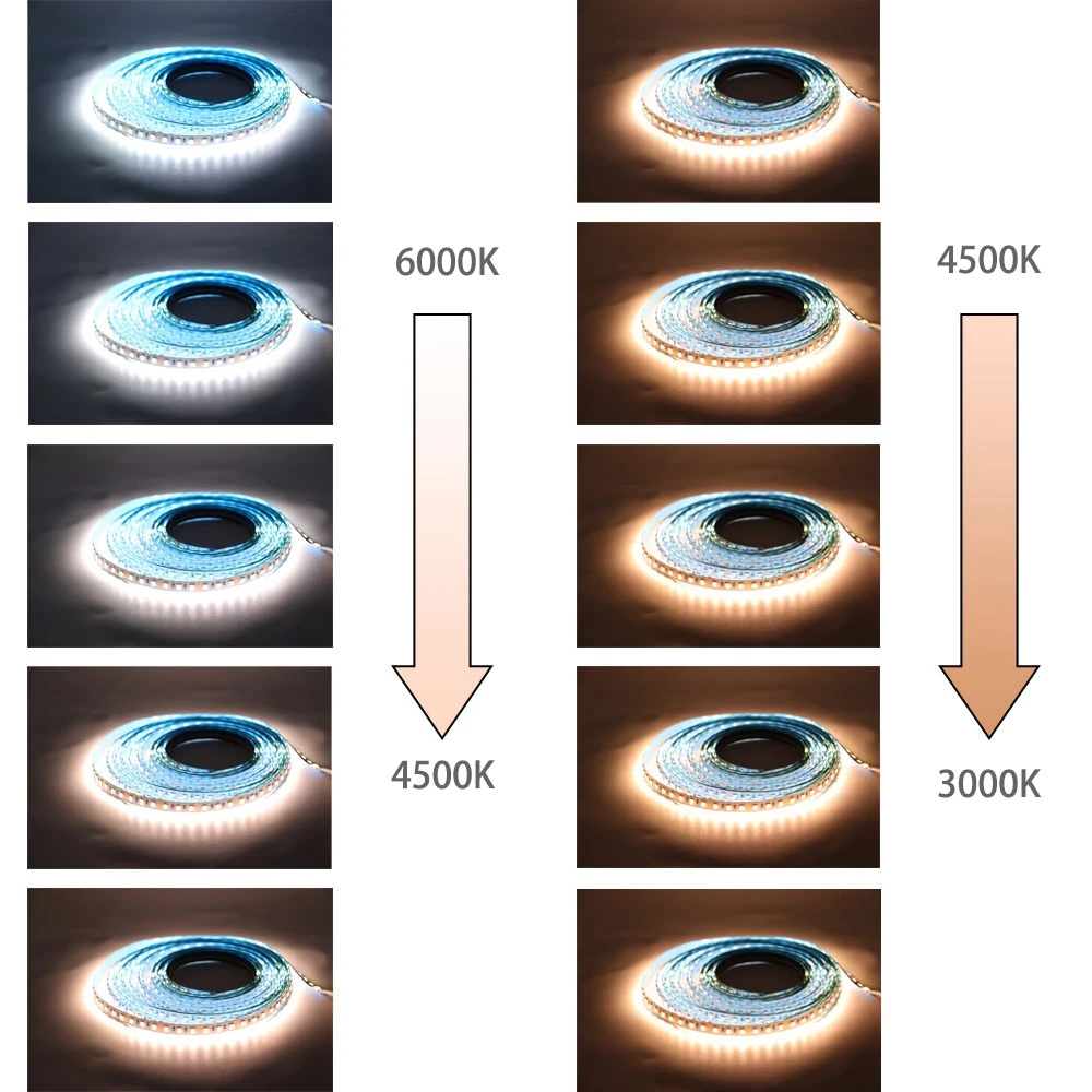 5M podwójny kolor CRI90 + SMD2835 CCT ściemniacz do taśm LED światła DC12V/24V kolor regulacja temperatury elastyczna taśma LED wstążka