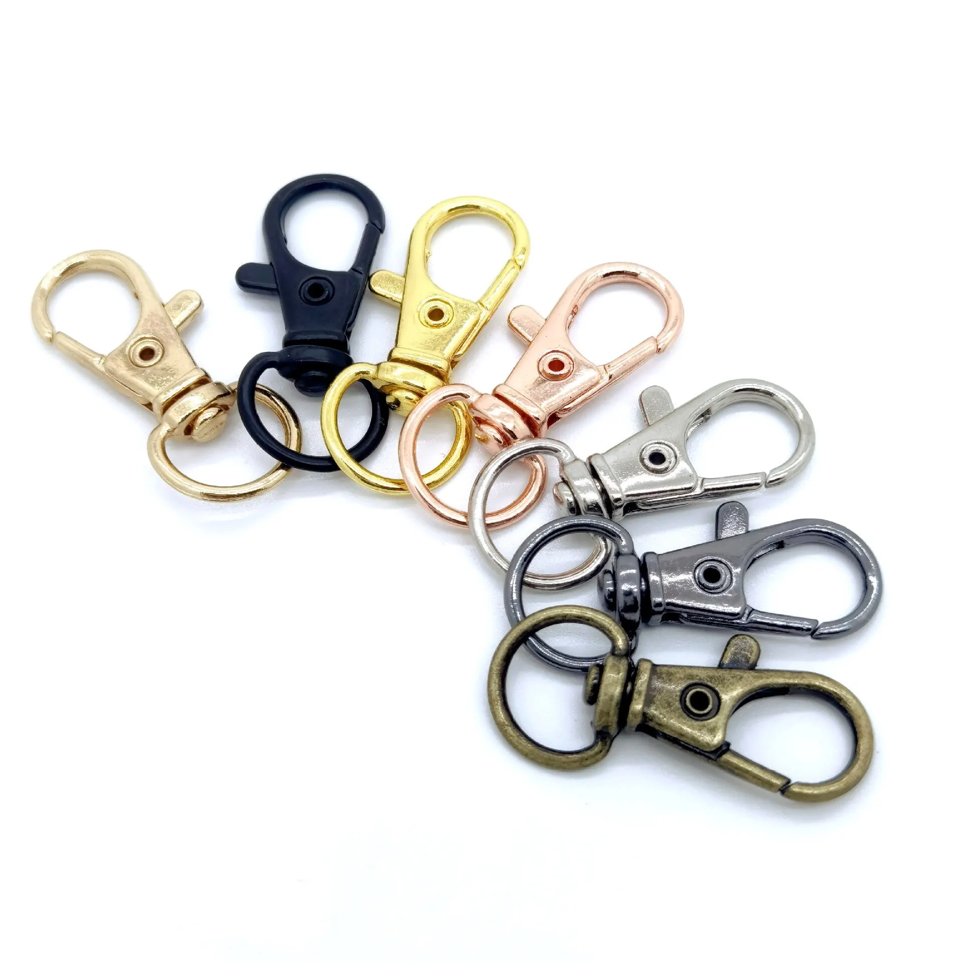 20Pcs Punk Swivel Clasps Set Lanyard Snap Hooks with Key Chain Rings Bag Belt Dog Chains Clip Hooks for DIY Necklace Supplies