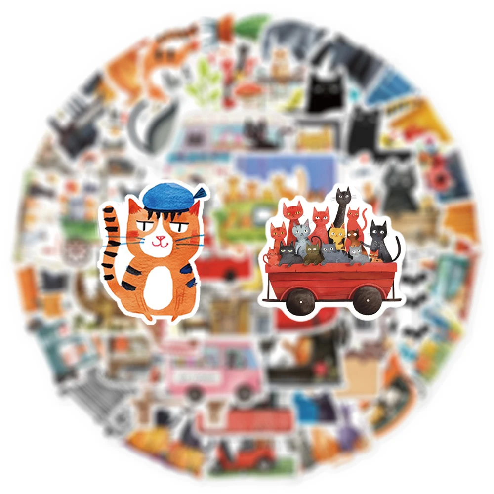 

10/30/50pcs Cartoon Art Cat Animal Stickers Cute Decoration Decals DIY Notebook Suitcase Phone Laptop Graffiti Sticker Kids Toy