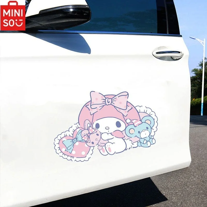 

Sanrio Melody декоративные автомобильные Мультяшные наклейки для покрытия царапин модификация кузова кавайный бант женский автомобильный оболочка декоративные наклейки