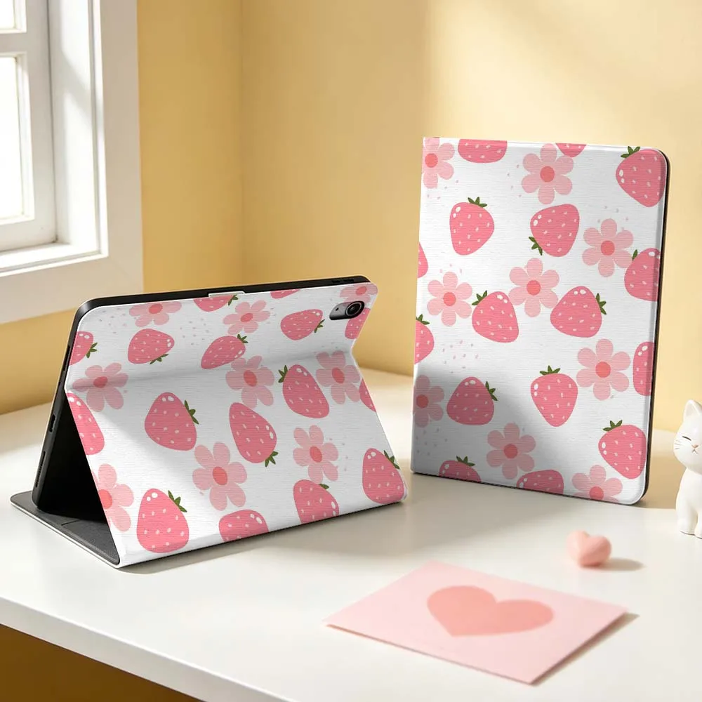 Strawberry Digital For Apple iPad Pro Mini A16 A17 A14 4 5 6 7 6th 12th Gen 9.7 12.9 11 13 M4 inch Tablet Case Pen Tray