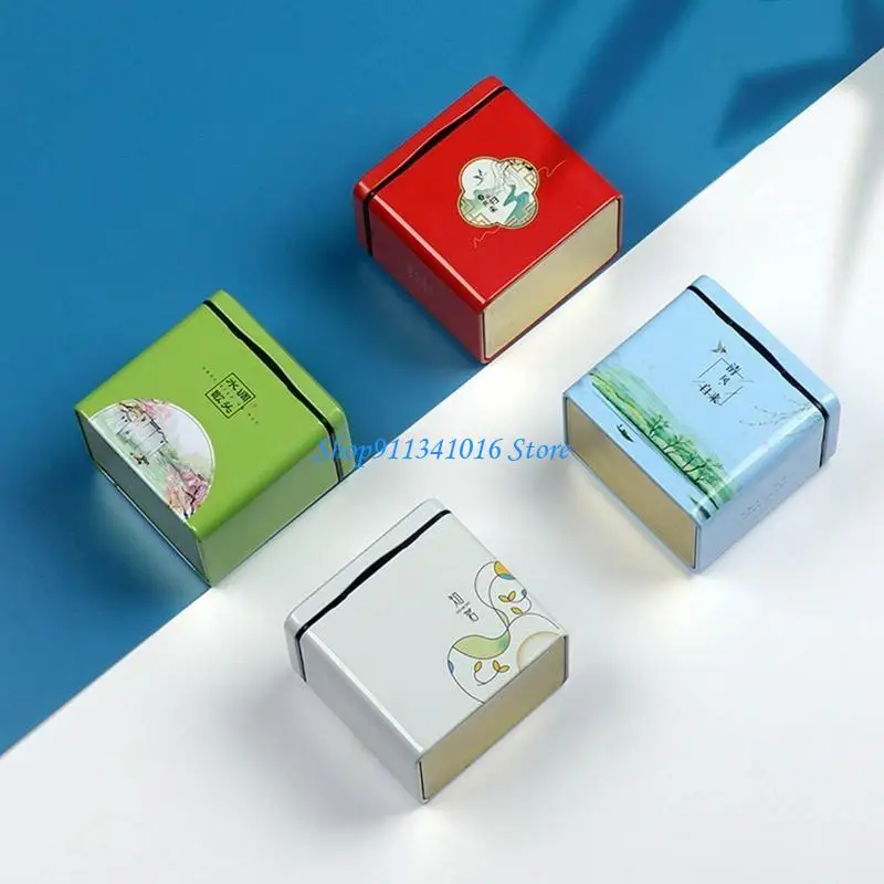  Tea Storage Jar Tinplate Square Tea Canisters Sealing Caddy Powder Ointment Pots
