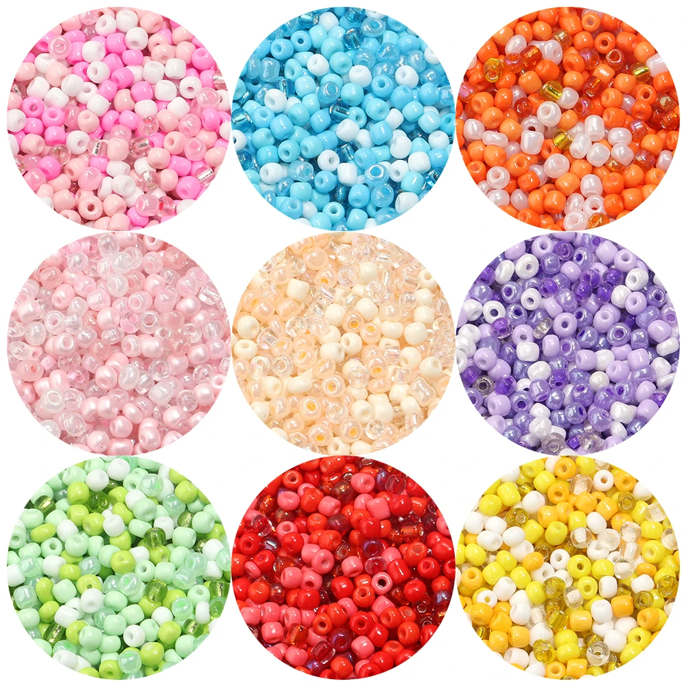 

4mm Mix Color High-Quality Wear-Resistant Solid Color Glass Rice Beads Handmade DIY Jewelry Making Bracelets Necklaces