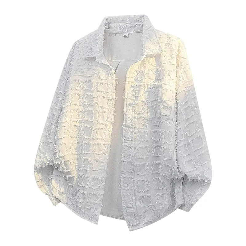 Fringed Long-sleeved Jackets for Men Women in Spring and Autumn Casual and Loose Checked Couple Coats Fashionable Simple 2026