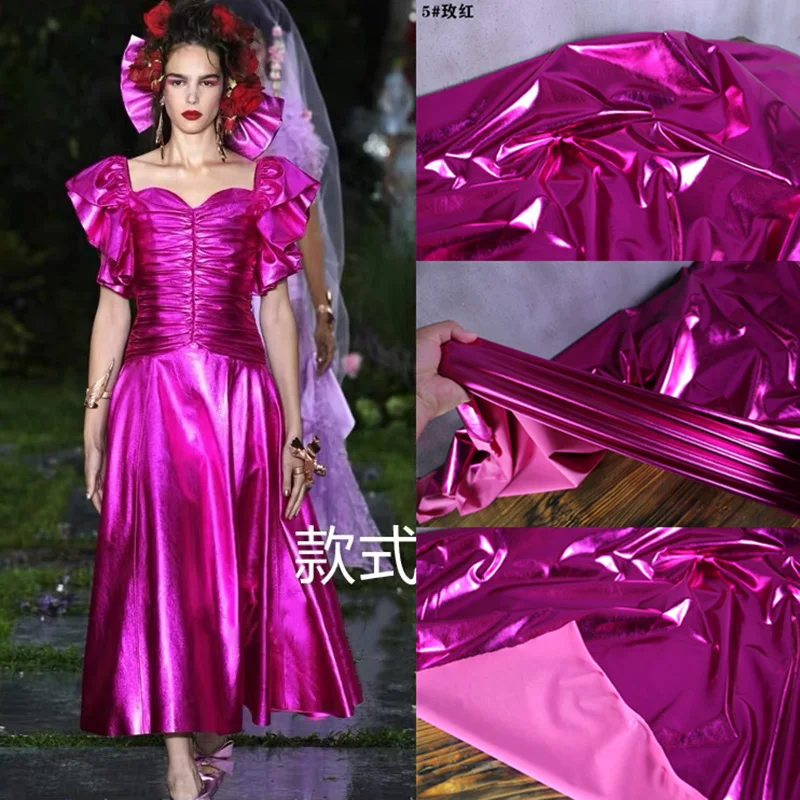 Gold Shiny Color Four-sided Stretch Full Version Fabric for Wedding Dress Decoration Stage Performance Costume Fabri