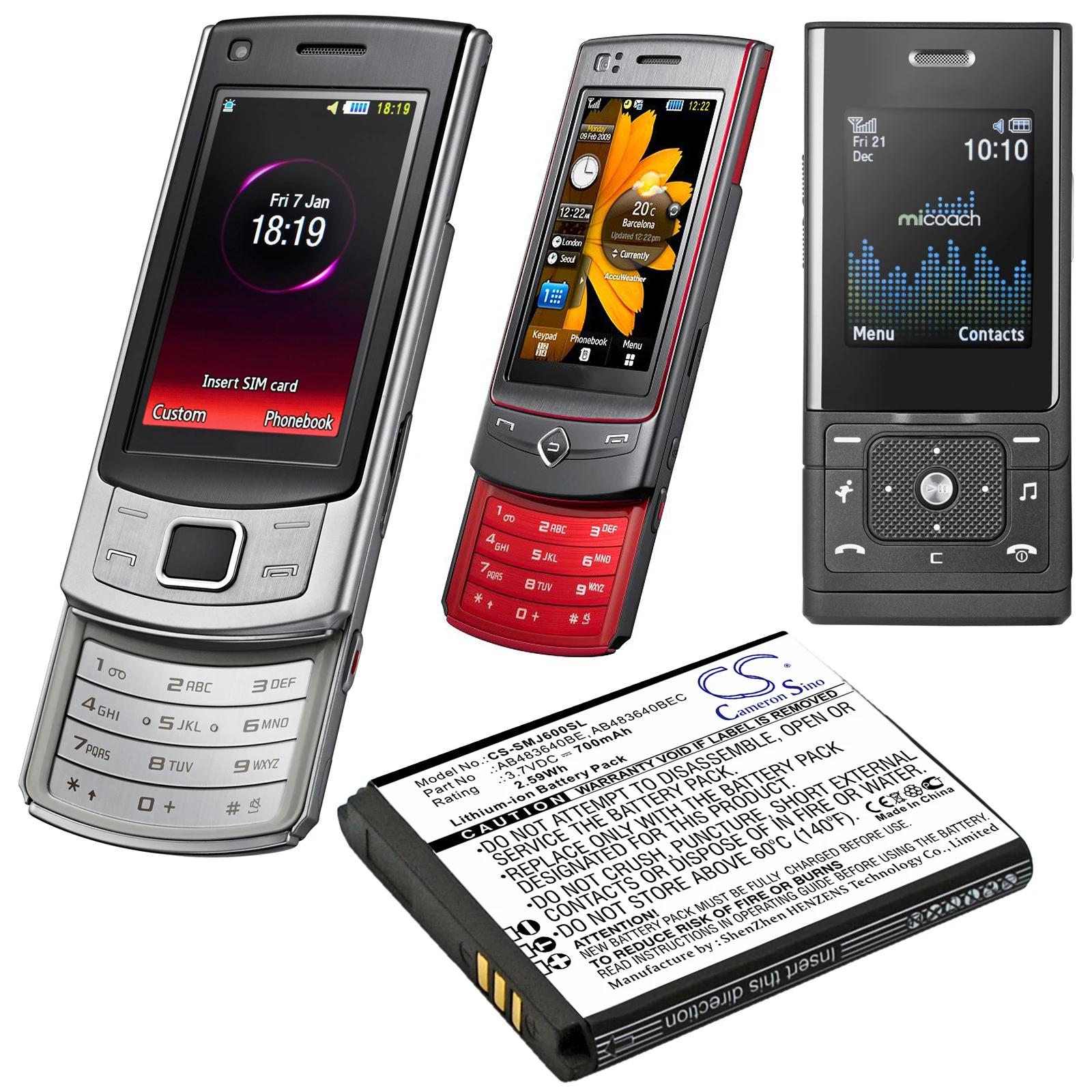 

2025 НОВЫЙ аккумулятор 3,7 В 700 мАч AB483640BE для Samsung B3210, B3310, C3050, C3053, S7350, S8300, F118, F768, J600, J608, J610, J618, J750