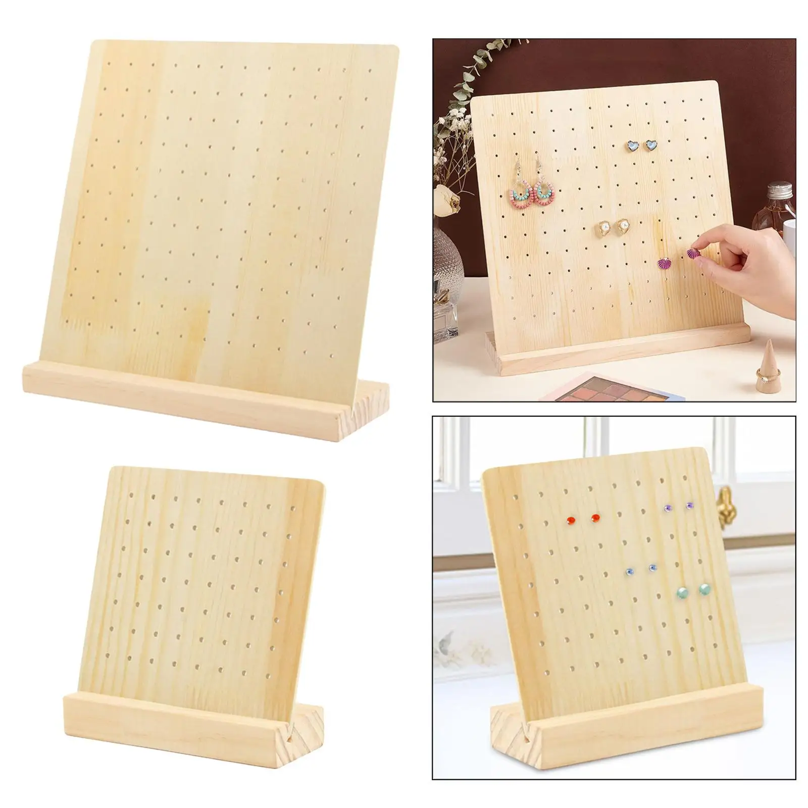 

Wooden Pegboard Display Stand Retail Rack for Selling Personal Usage Hooks