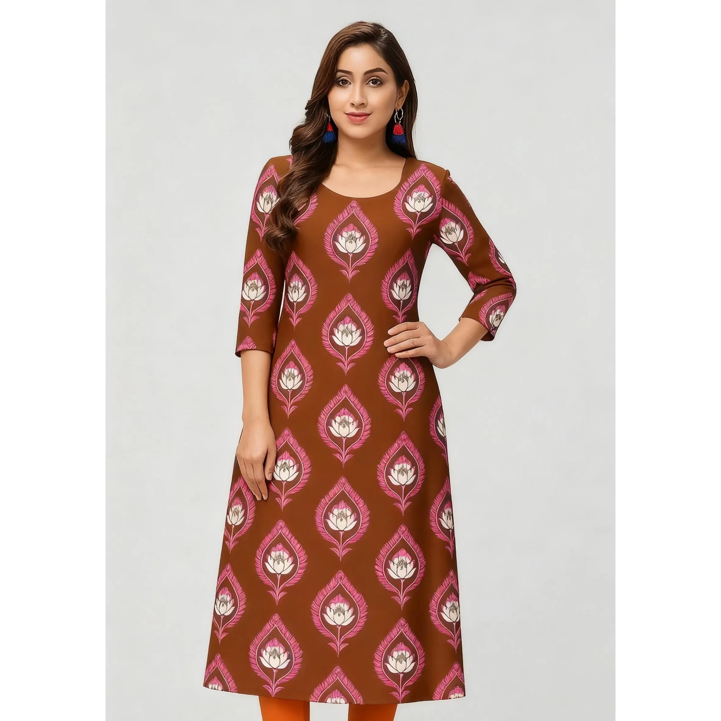 المرأة المسلمة عارضة عصرية مريحة أنبوب مستقيم عارضة العرقية الطاووس النمط الوطني Abito Donna Musulmana #3