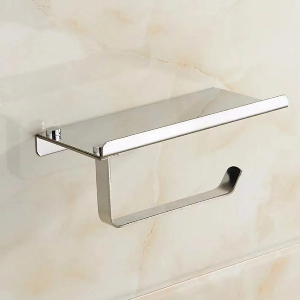 

Stainless Steel Paper Towel Holder Mobile Phone Storage Rack Bathroom Accessory