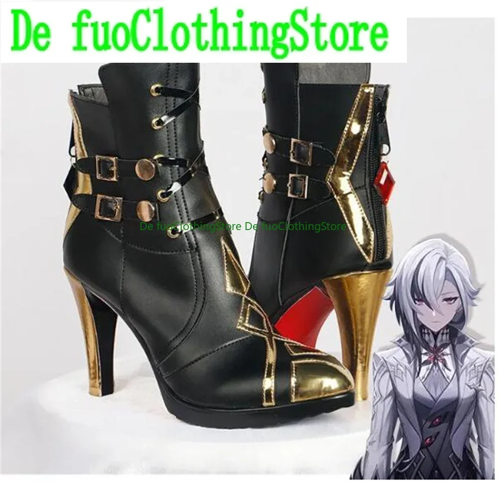 Arlecchino Shoes Cosplay Game Genshin Impact Fatui Harbinger Fontaine Arlecchino Cosplay Shoes Boots Game Anime Halloween Defuo