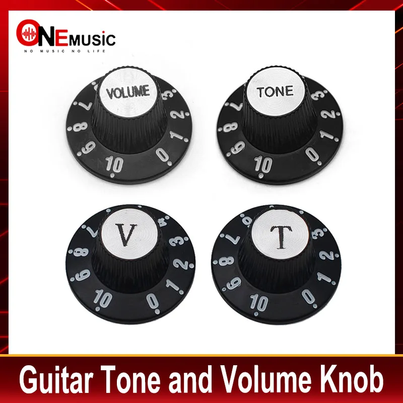 4Pcs Aluminum Guitar Tone and Volume Speed Control Knobs Silver Silver Top Hat Bell for GB LP SG Electric Guitar