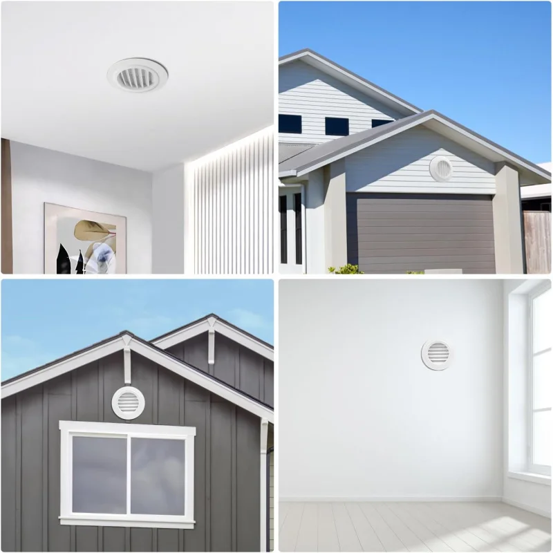 Tampa de ventilação redonda com aberturas Soffit de 4 polegadas com exaustor de banheiro com tela voadora integrada, escritório e casa, (100 mm)