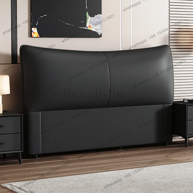 Light luxury new leather bedside soft bag backrest board solid wood small apartment backrest floor ultra-thin bedside