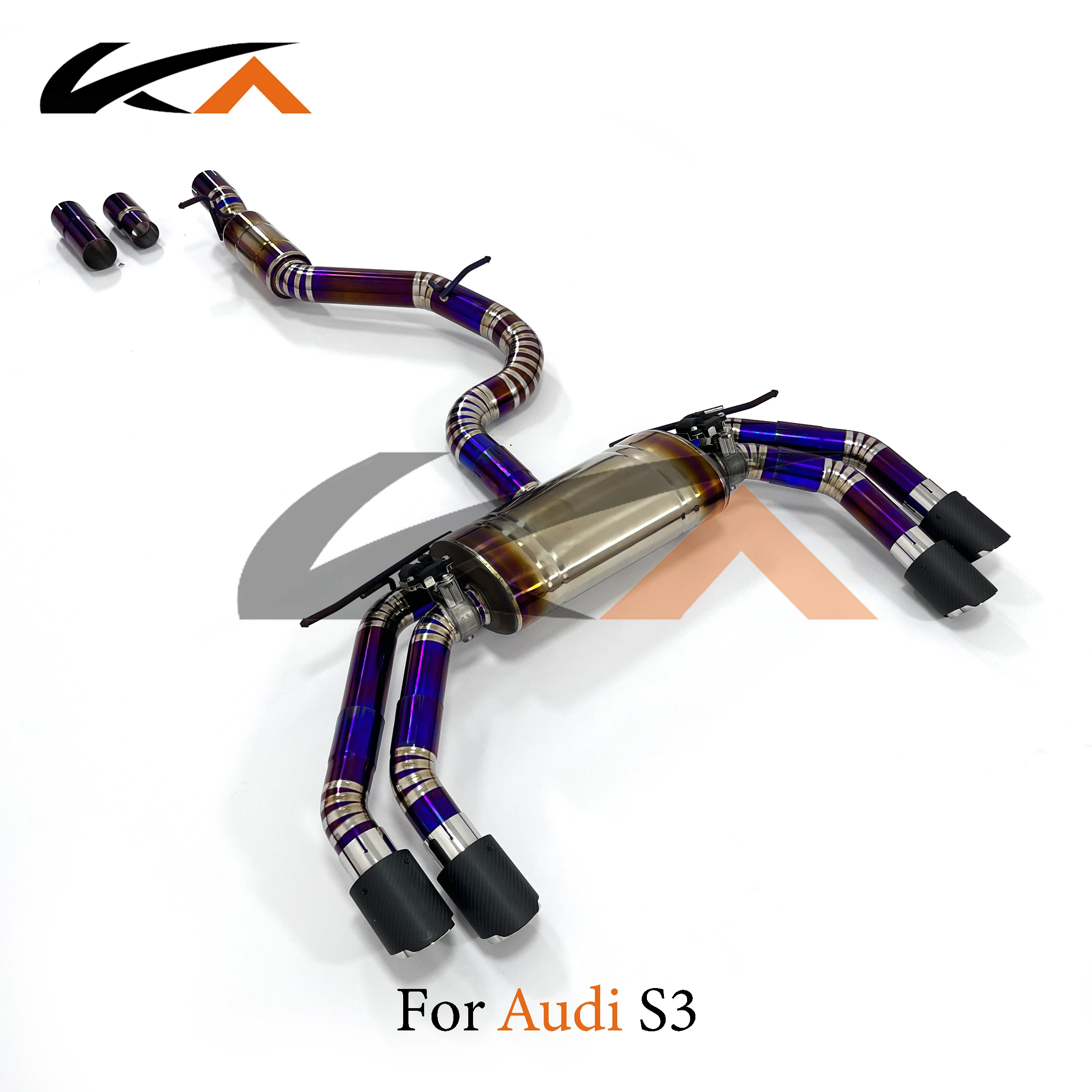 KA Tuning Titanium Catback Exhaust System for Audi S3 with Muffler Valve Performance With Tips