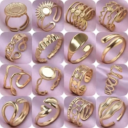 Luxury 6pcs/lot Stainless Steel DIY Setting Rings Multi-layer Adjustable Open Rings Bases Jewelry Women Anniversary Party Gifts