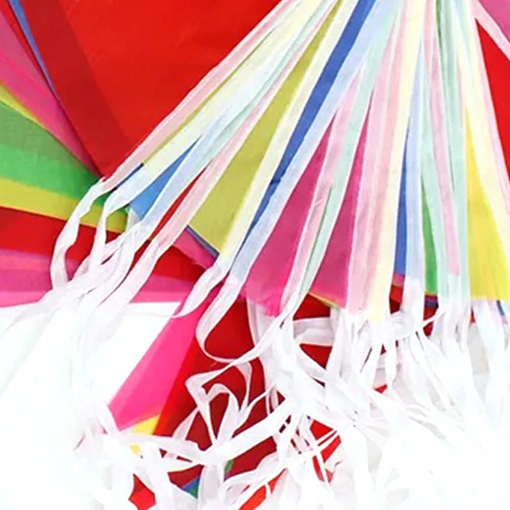 50M Length Pennant Banner 5.12 x 7.09in Multicolor Hanging Banner Decoration Nylon Fabric Banner Rope Festival Celebration