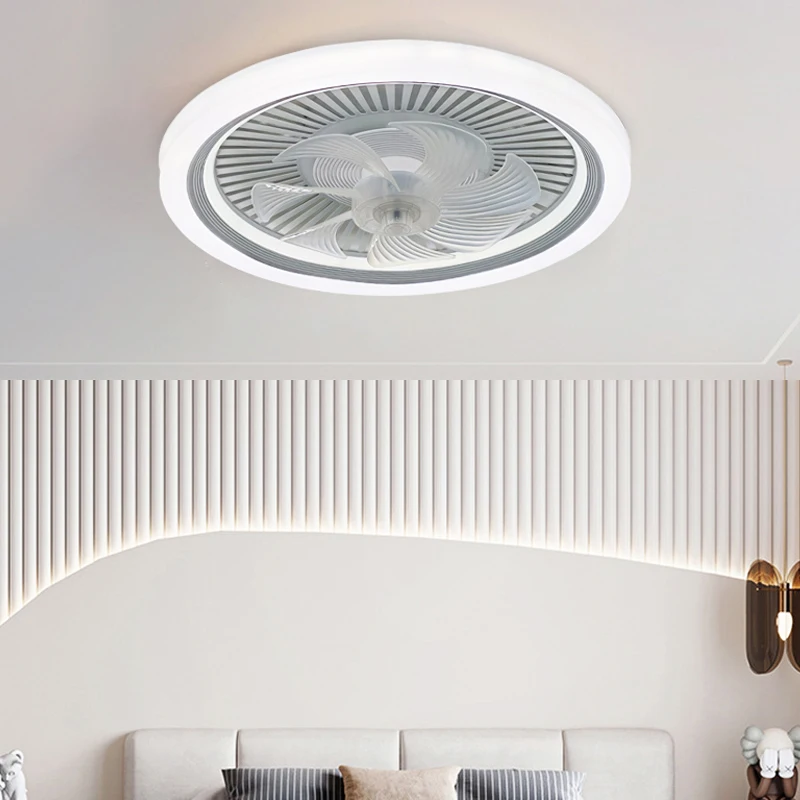 New Nordic Style Ceiling Fan Light, Living Room, Dining Room, Bedroom Circular LED Energy-Saving Ceiling Light With Fan