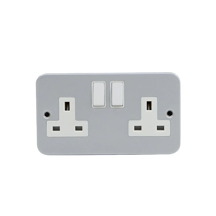 Wireless Outdoor Double Metal Socket UK Wall Outlet Covers Waterproof  Sockets And Switches Electrical UK British Socket Box