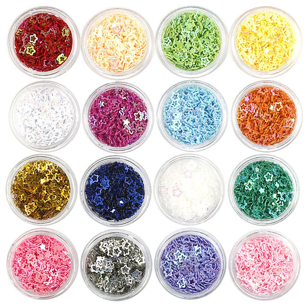 

16 Boxes Festival Makeup Glitter Flakes Five-pointed Star Hollow Out Nail Accessories