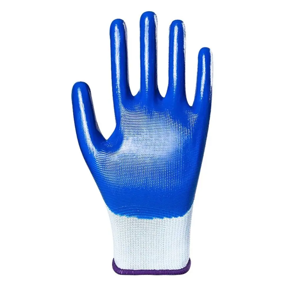 

12pairs Nylon Safety Working Gloves Anti-puncture Excellent Grip Nitrile Coated Gloves Durable Non-Slip Gardening Gloves