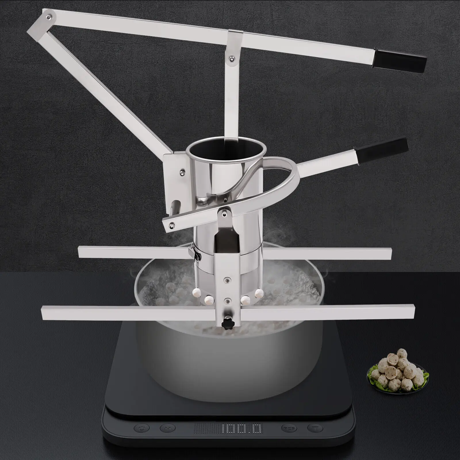 ماكينة صنع كرات اللحم اليدوية 201 جهاز صنع كرات اللحم من الفولاذ المقاوم للصدأ لحم الخنزير ولحم البقر قابل للتعديل