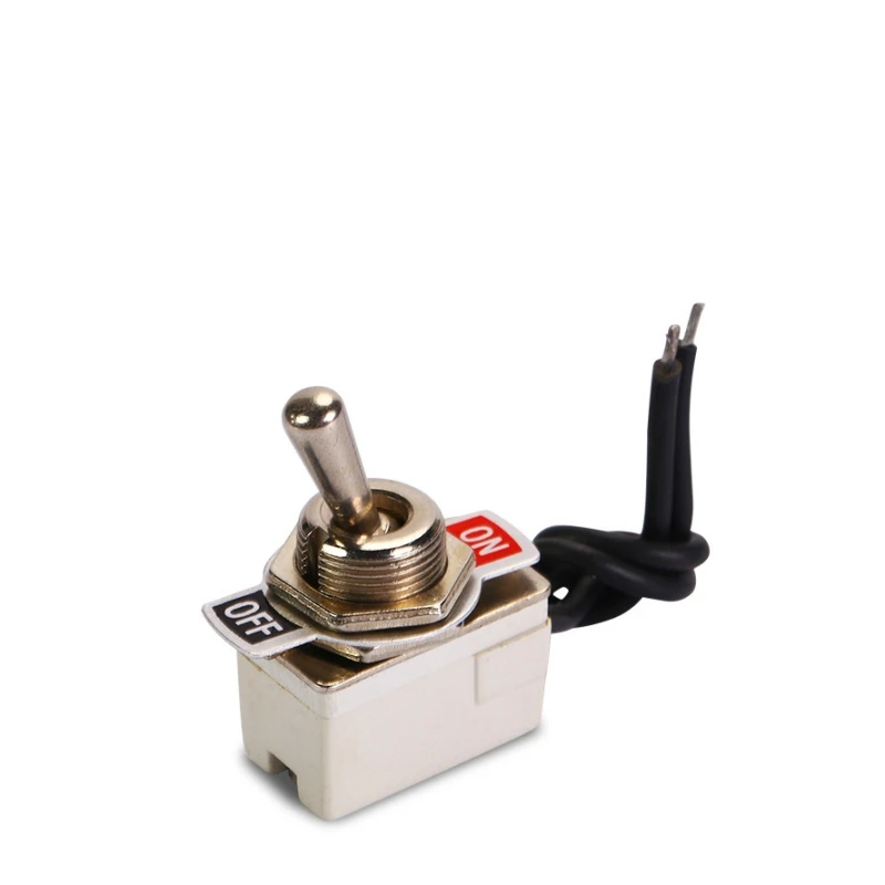 Wire-equipped toggle switch, rocker switch with 2 positions, 3A 250V, small handle toggle power switch 12MM