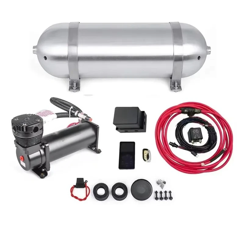 Universal Economy Edition Air Management Kit Three-Segment Memory Air Ride Suspension Kit W/1x3Gallon Air Tank&1xCompressor