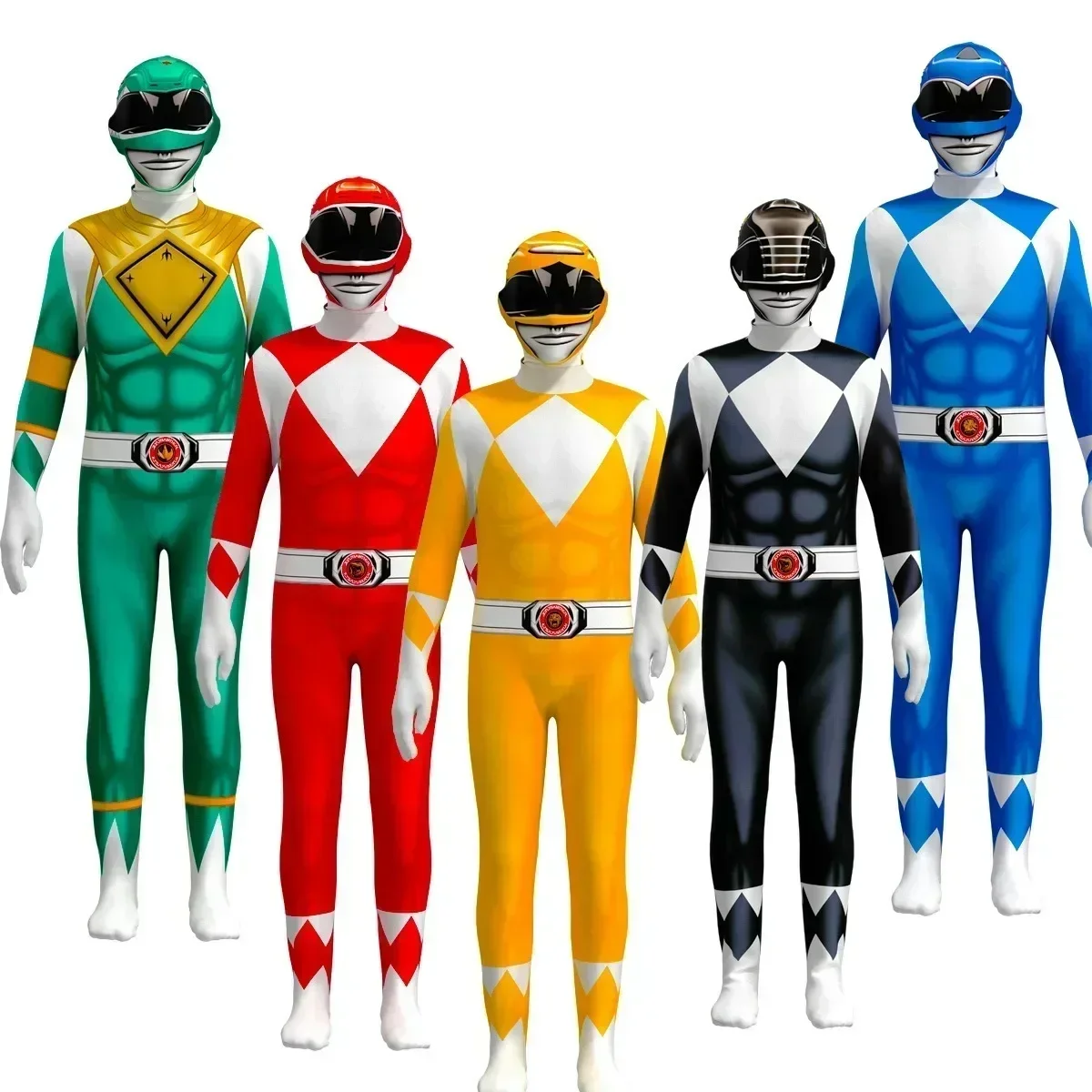 Disfraz de Power Samurai Sentai Shinkenger Rangers para niños, disfraz de superhéroe, mono para fiesta de cumpleaños y Halloween, traje Zentai QWRE
