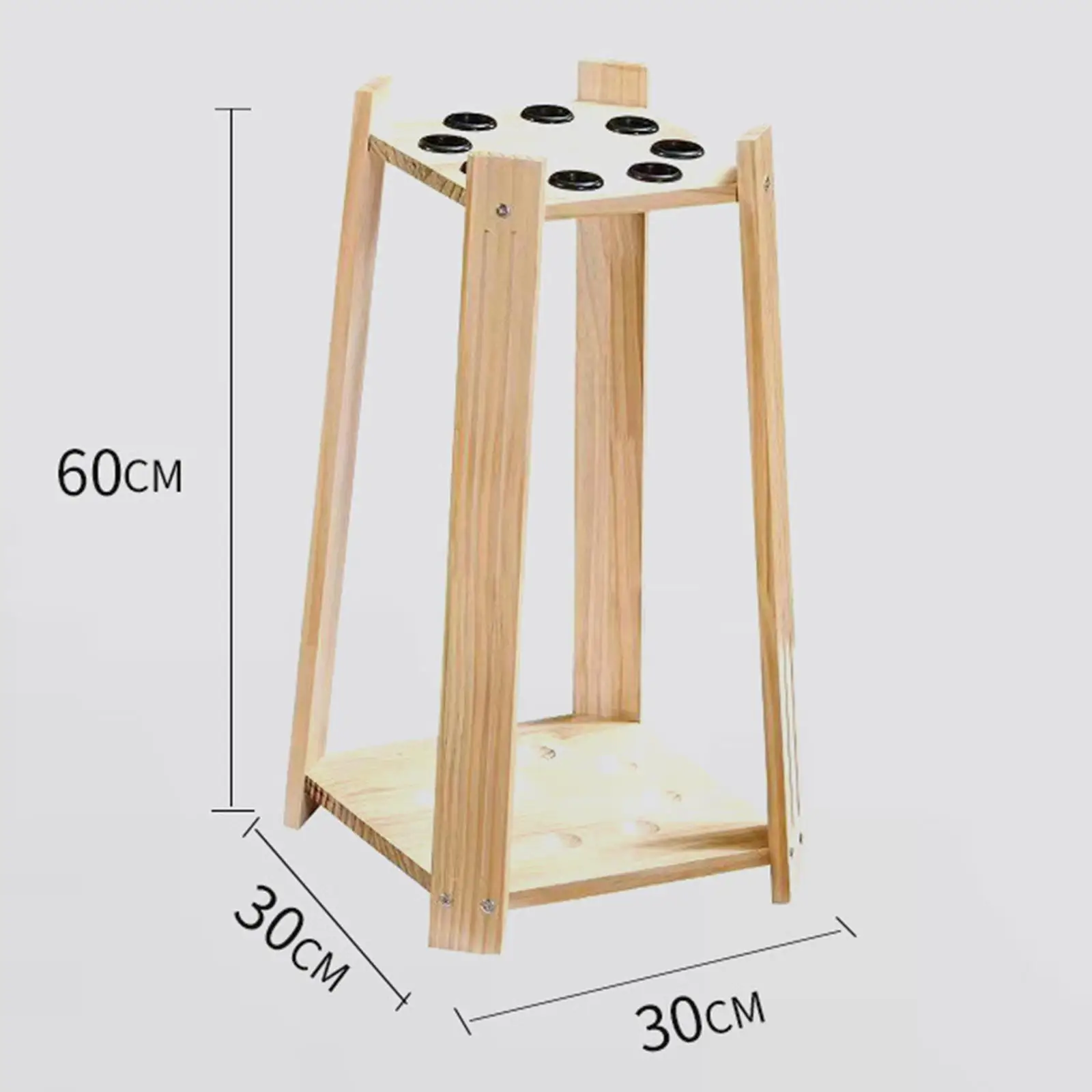 Billiards Accessories Wooden Cue Rack 8 Slot Freestanding Floor Stand Stable Widened Base for Bar and Home