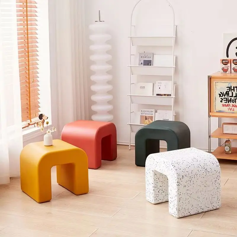 

Nordic Small Stool Bench Creative Thick Plastic Change Shoes Low Stools Ottomans Furniture Pouf Vanity Chair Modern Simple Ins