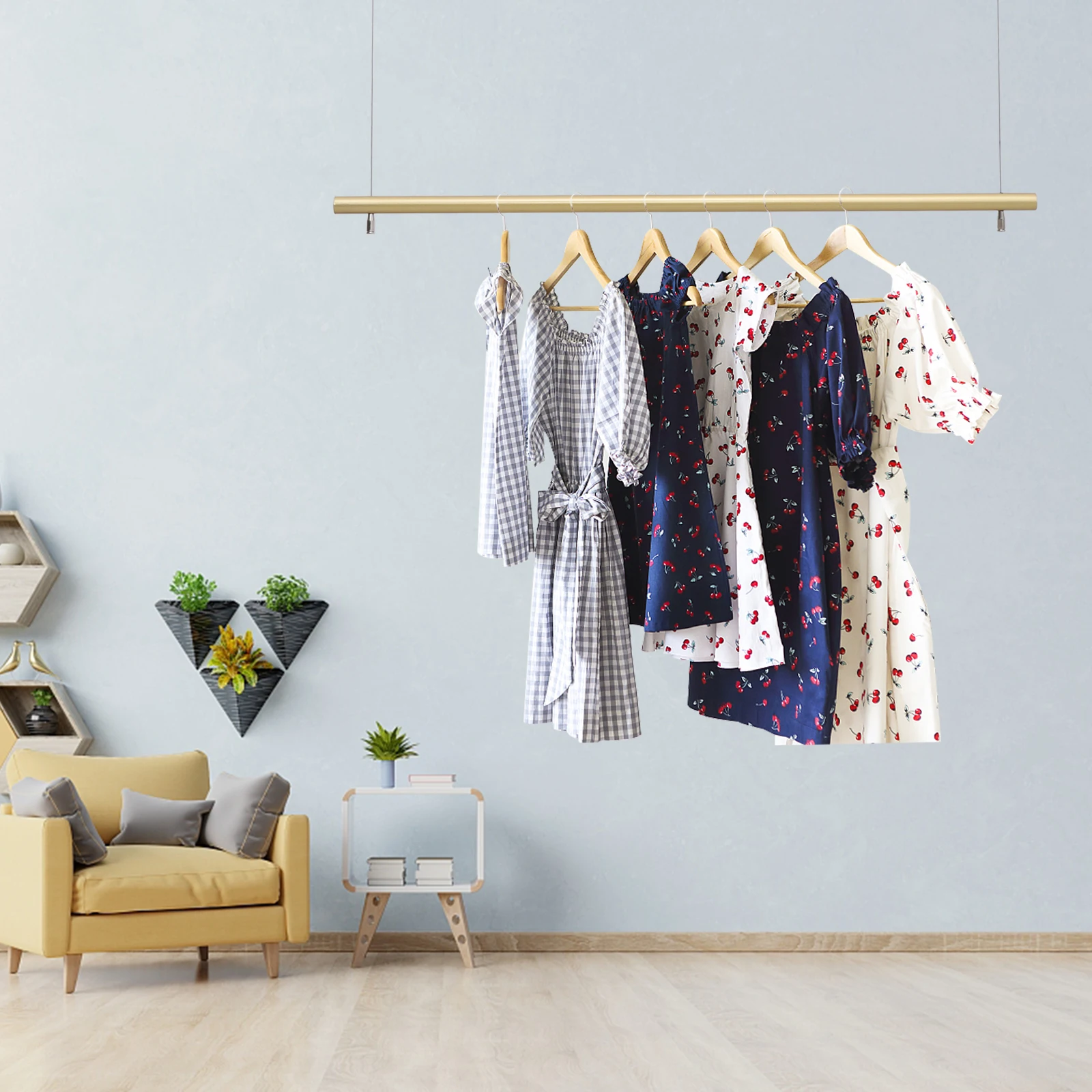 Hanging Clothing Rack Clothing Rack for Hanging Clothes Gold Garment Rack for Cloakrooms, Clothing Retail Stores