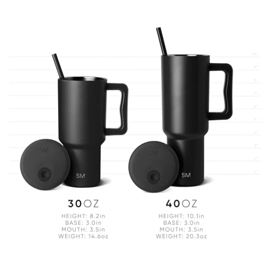 كوب تريك 30 أونصة مع مقبض وغطاء من القش للاستخدام من أجل OntheGo، كوب سفر معزول صديق للبيئة من الفولاذ المقاوم للصدأ مع طويل