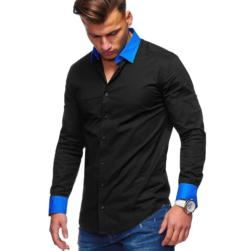 

Solid Color Classic Business Lecture Formal Long Sleeved Shirt Design With High Street Style Lapel Shirt Cuffs MB12