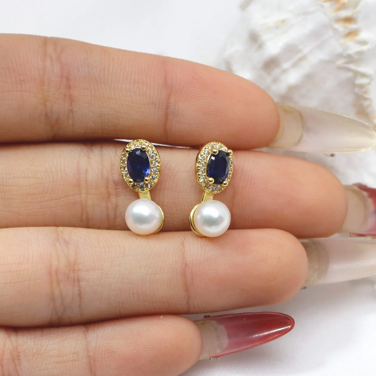 Brass Gold Plated Pearl Stud Base, Premium Temperament Blank Setting For DIY Pearl Earring Making Supplies