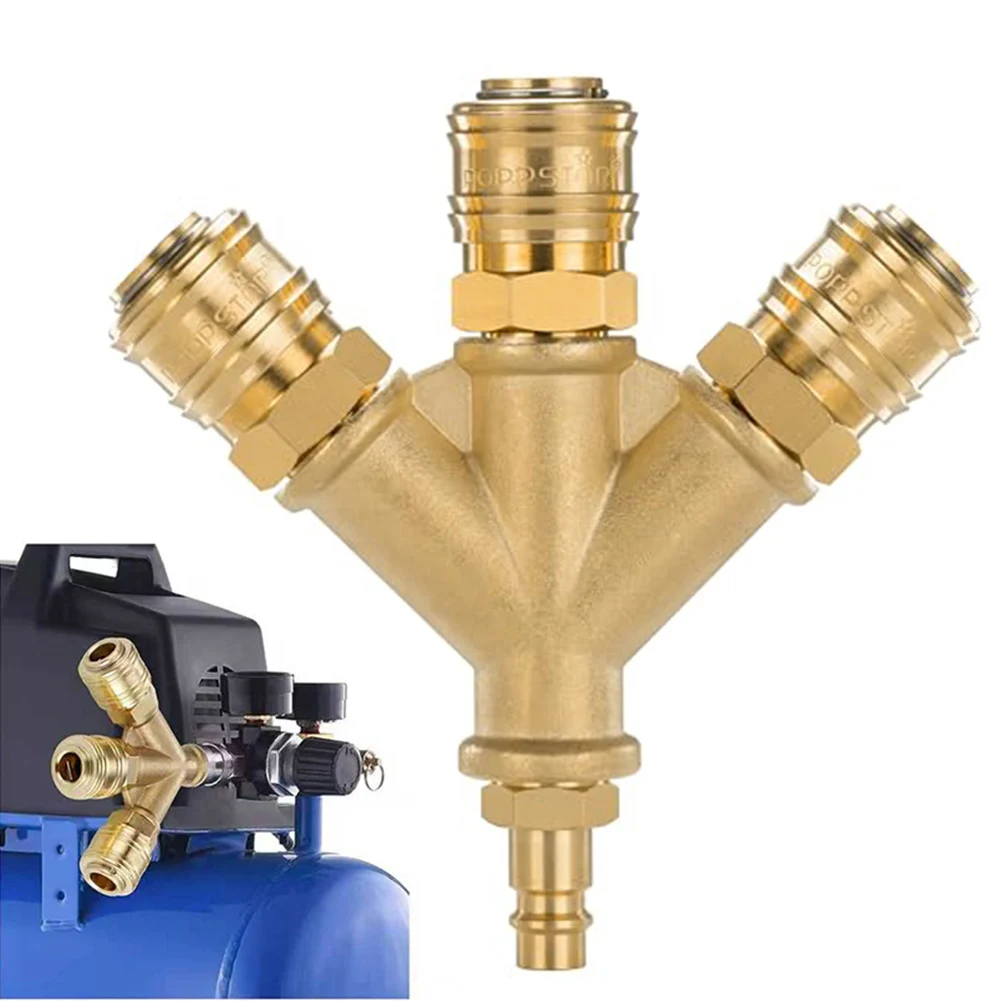 Pneumatic Splitter 3-way Air Manifold Brass Construction -20 To 250 C Temperature Up To 20 Bar Working Pressure