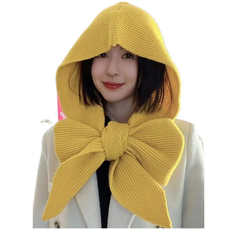 

Разнообразие методов ношения, удлиненная и увеличенная интегрированная шапка-шарф, вязаная теплая шаль с капюшоном и новая шерстяная шапка.