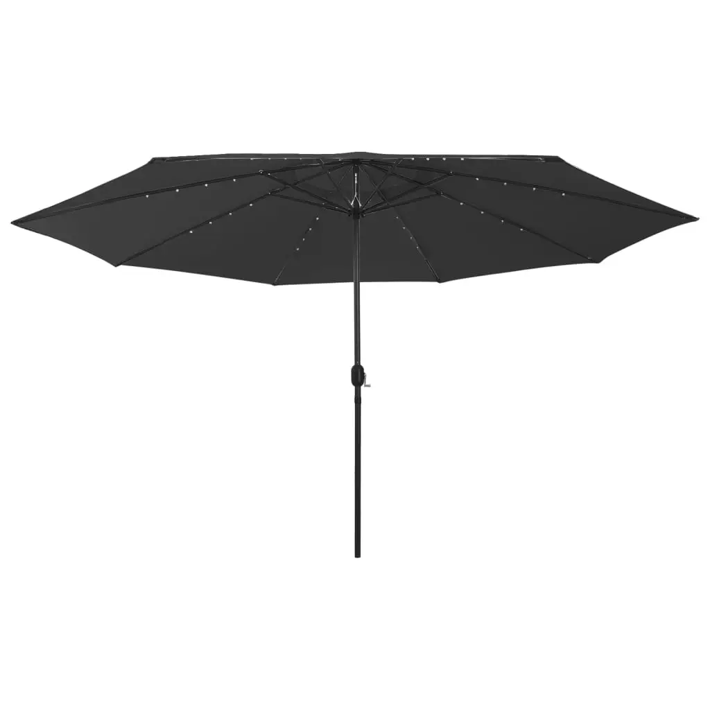 Parasol de jardin durable avec lumières LED, protection solaire, support robuste, adapté pour patio, pelouse, espaces extérieurs, noir 400 cm