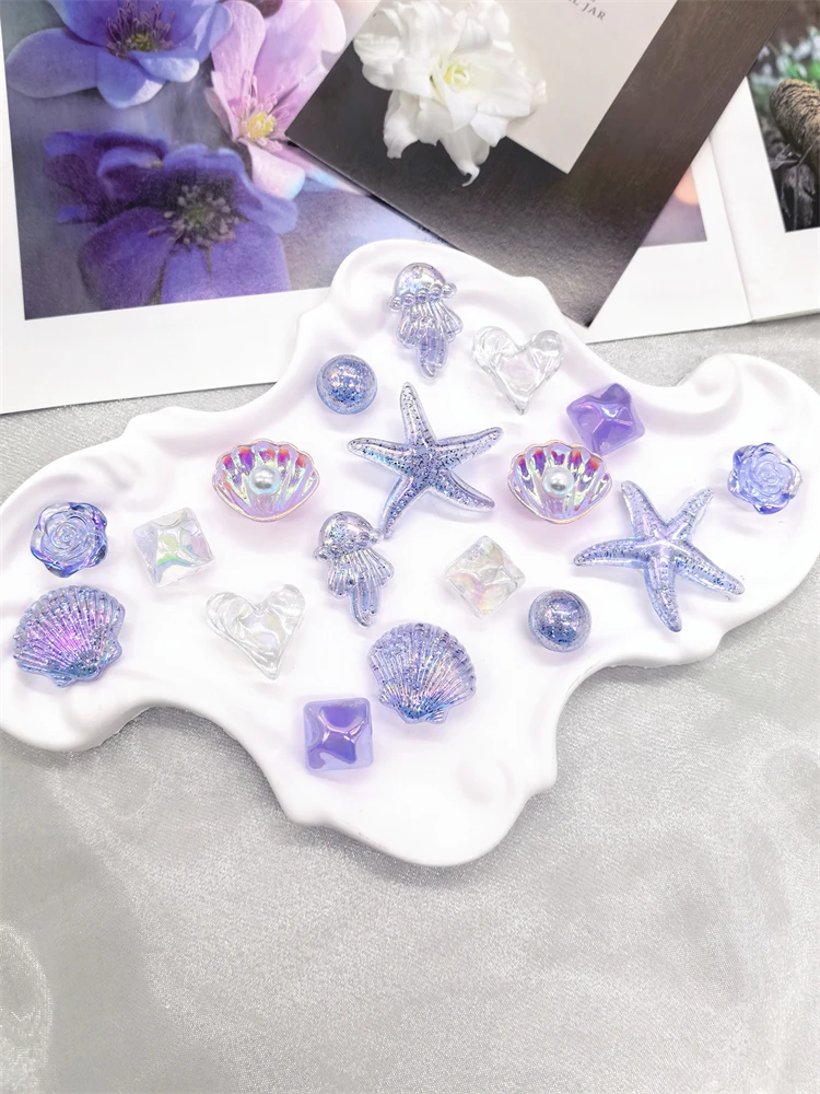18 Stück Transparente Seestern- und Muschel-Schuhcharms DIY-Dekorationen Blumen-Clogs Schuhschnallen Zubehör Oktopus-Schuhclips Dekor – Detail 5