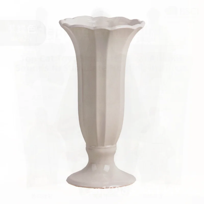 

Premium Cream European Style Ceramic Vase Lily White Tulip Rose Flower Ornament Small & Large Sizes Available for Living Room